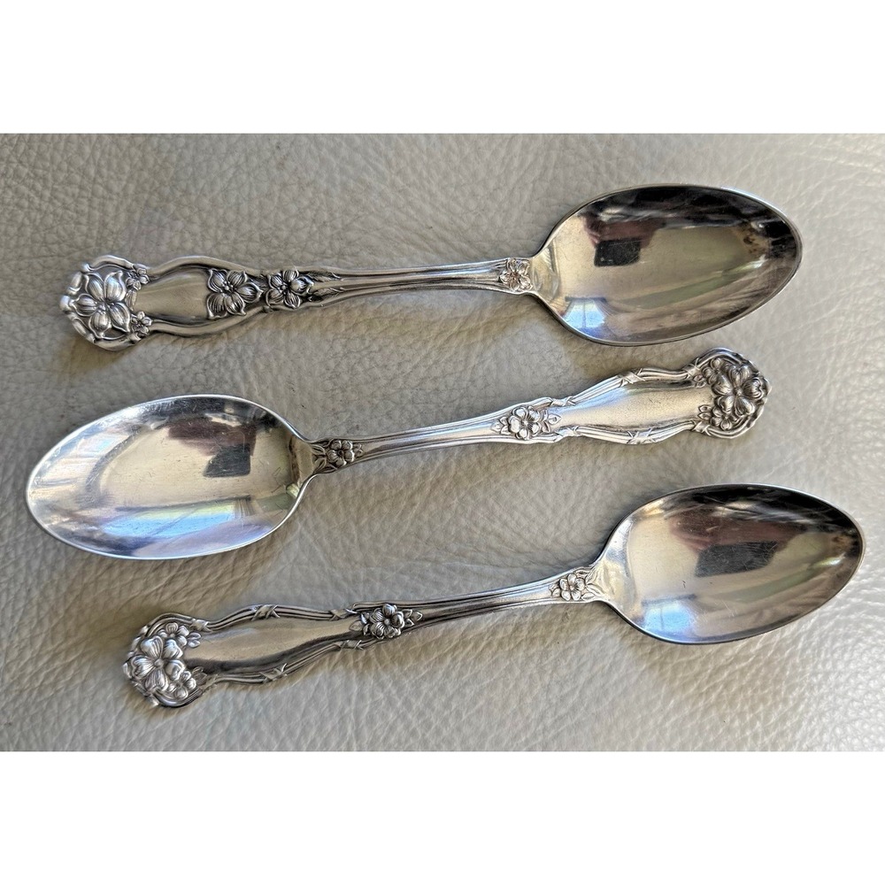 Antique Orange Blossom 5 7/8" Teaspoons (3) WM Rogers & Son AA Silver Plate 1910